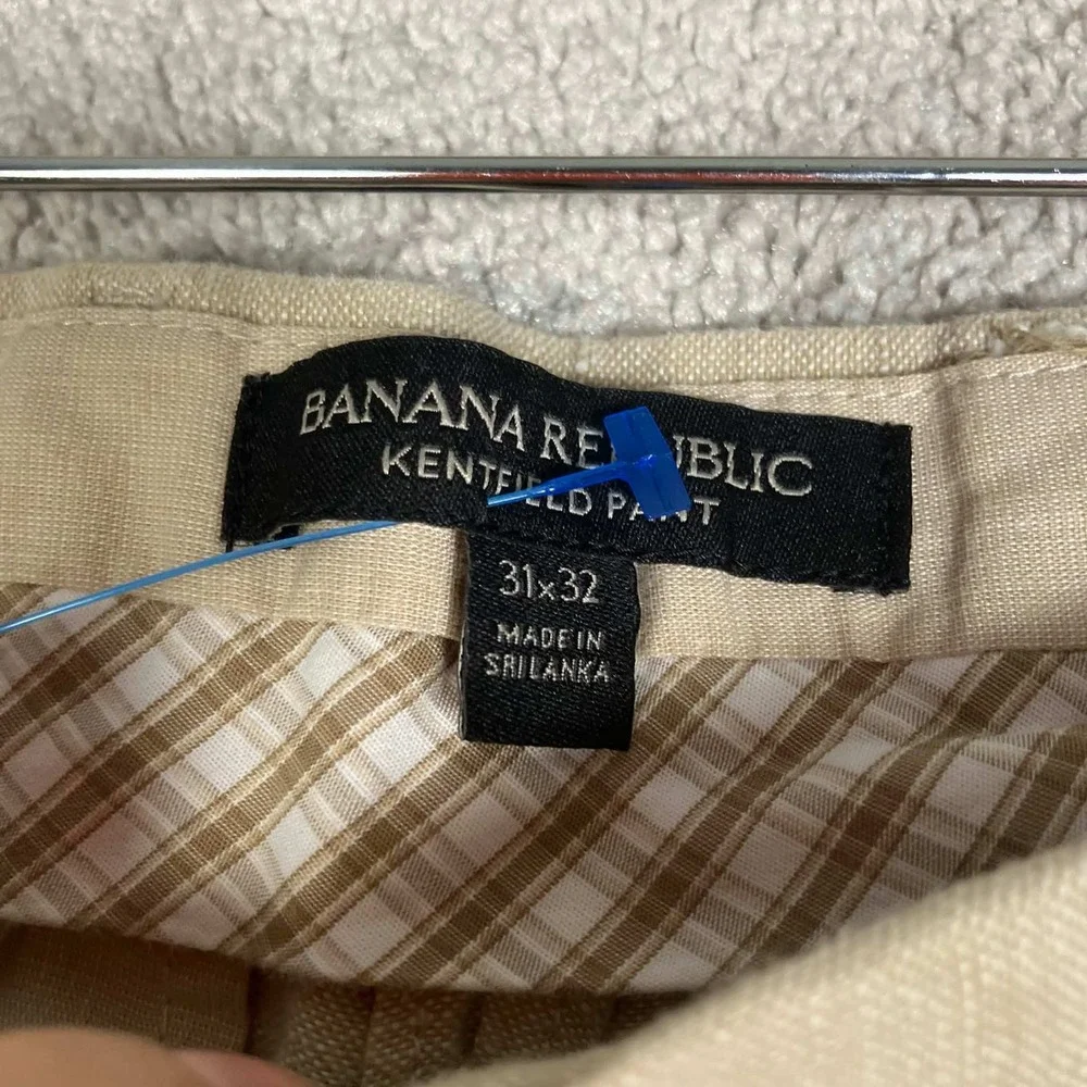 Banana Republic 31x32 Kentfield Straight Linen Blend Beige Mens Dress Pants